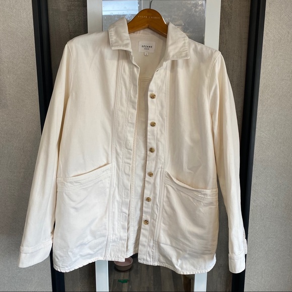 Sezane Jackets & Blazers - Sezane Will White Denim Jacket